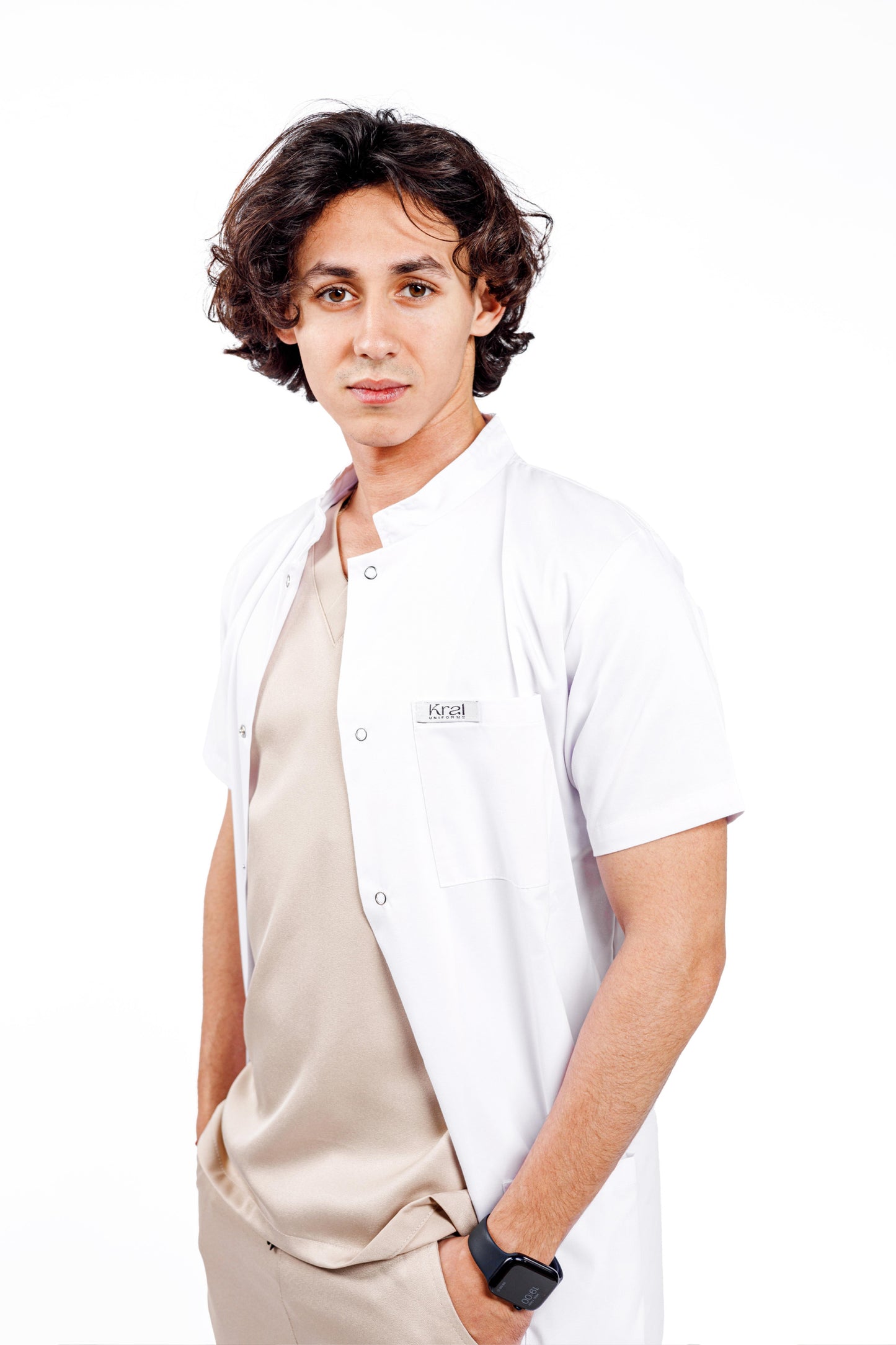 BLOUSE HOMME MANCHES COURTES